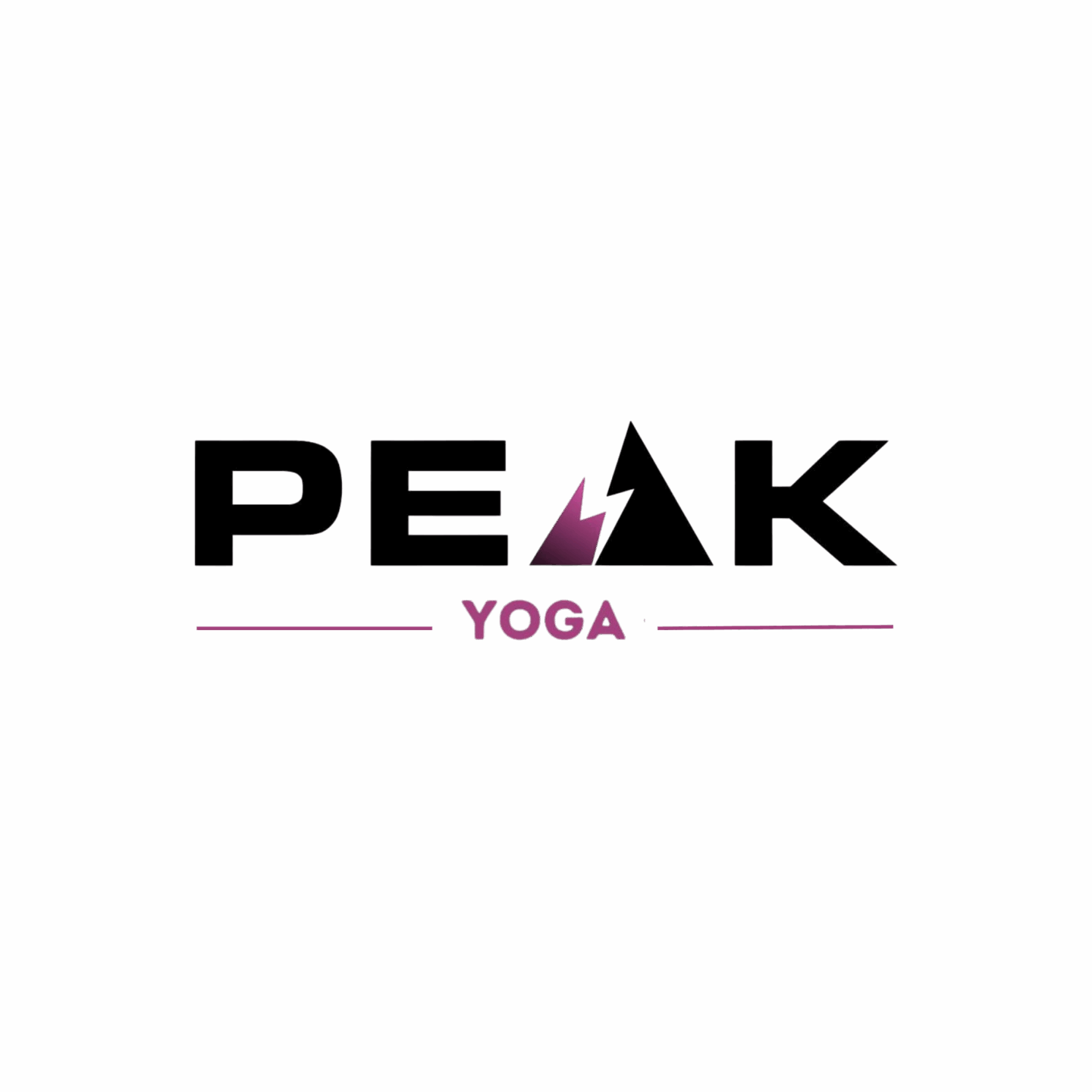 PEAK Yoga logo with a stylized mountain design